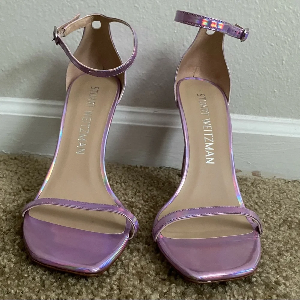 Stuart Weitzman Nudist Curve Iridescent Pink Heels Amatista US 12 - Picture 8 of 9